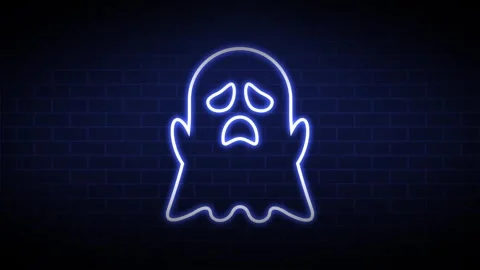 Glowing neon line ghost icon. 4K Video motion graphic animation Stock Footage 242851073