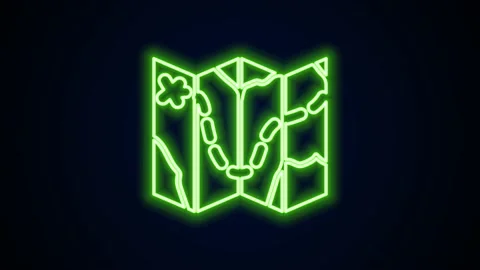 Glowing neon line Golf course layout icon isolated on black background. 4K Video Video stock 148446186