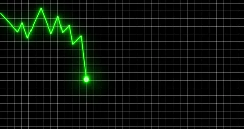 Glowing neon line graph downwards against black background animation. Stock mark Stock Footage 339789427