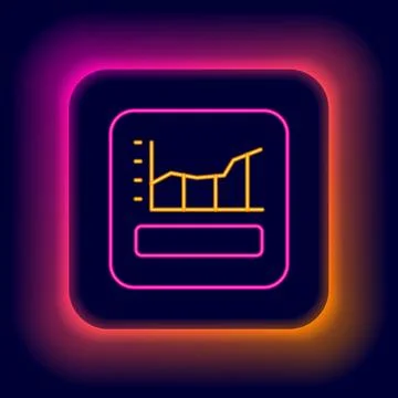 Glowing neon line Graph, schedule, chart, diagram, infographic, pie graph i.. Stock Illustration