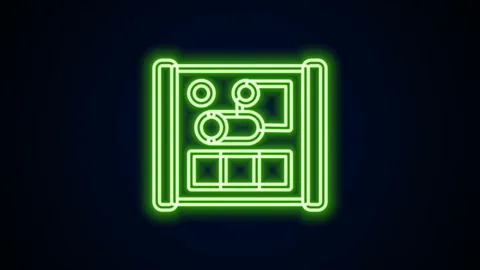 Glowing neon line Graphing paper for engineering icon isolated on black Stockbeeldmateriaal 159292865