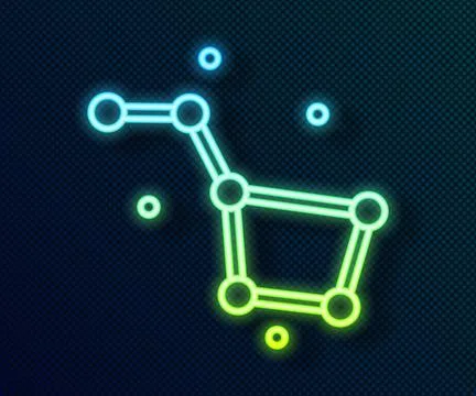 Glowing neon line Great Bear constellation icon isolated on black backgroun.. Stock Illustration