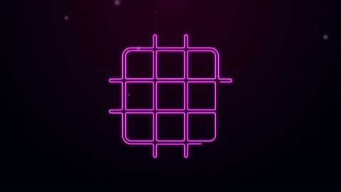 Glowing neon line Grid graph paper icon isolated on purple background. 4K Video Stock Footage 139773522