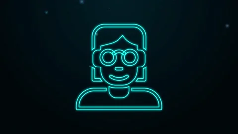 Glowing neon line Hacker or coder icon isolated on black background. Programmer Stock Footage 155481354