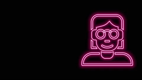 Glowing neon line Hacker or coder icon isolated on black background. Programmer Stock Footage 155481357