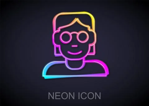 Glowing neon line Hacker or coder icon isolated on black background. Programmer Illustrazione stock