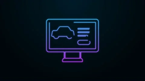 Glowing neon line Hardware diagnostics condition of car icon isolated on black Stock Footage 156032610