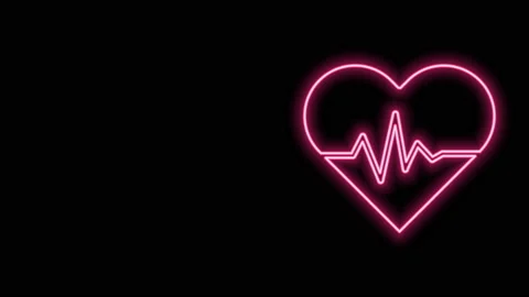 Glowing neon line Heart rate icon isolat... | Stock Video | Pond5