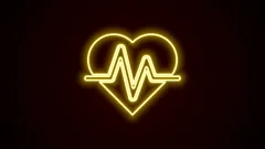 Neon Heartbeat on Black Isolated Background Stock Video - Video of beat,  monitor: 180104501