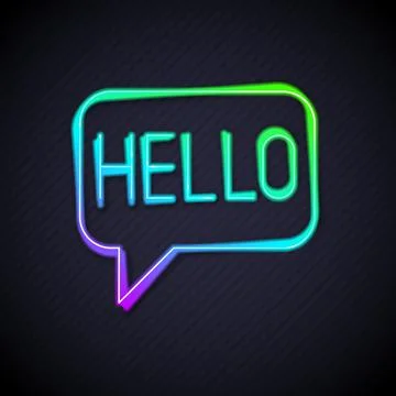 Glowing neon line Hello in different languages icon isolated on black background Stock Illustration