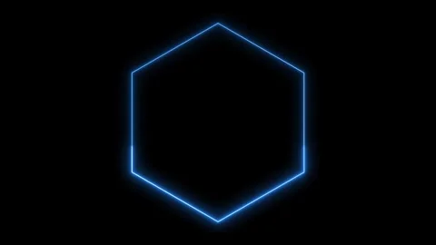 Glowing neon line hexagon shape animation blue color animation, neon hexagon ani Vidéo 301079124