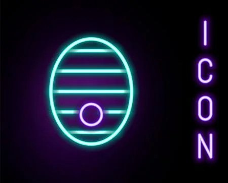 Glowing neon line Hive for bees icon isolated on black background. Beehive .. Stock Illustration