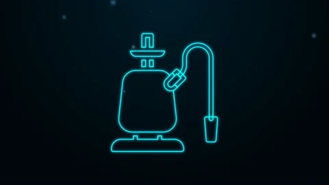 Glowing neon line Hookah icon isolated on black background. 4K Video motion Stock Footage 156434024