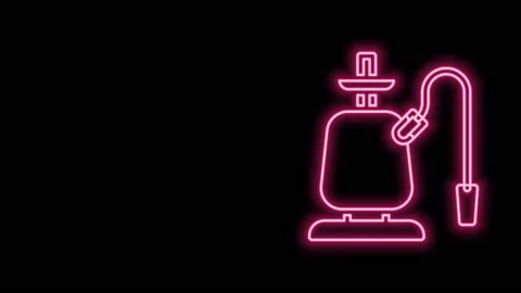Glowing neon line Hookah icon isolated on black background. 4K Video motion Stock Footage 156434029
