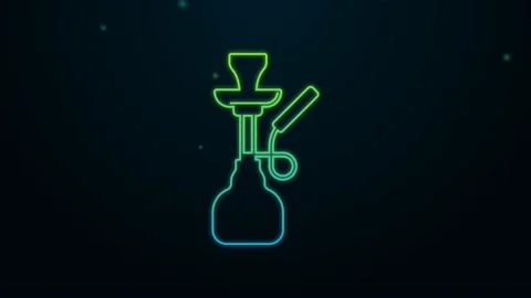 Glowing neon line Hookah icon isolated on black background. 4K Video motion Stock Footage 168587955
