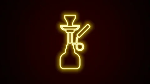 Glowing neon line Hookah icon isolated on black background. 4K Video motion Stock Footage 168587960
