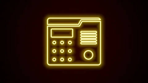 Glowing neon line House intercom system icon isolated on black background. 4K Stock Footage 142614355