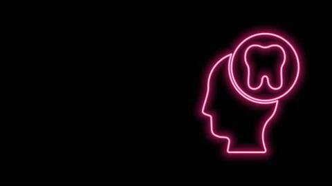 Glowing neon line Human head with tooth icon isolated on black background. Tooth Stock Footage 141226189