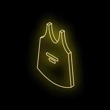 Glowing neon line icon representing a sleeveless shirt, perfect for fashion a Stock Illustration