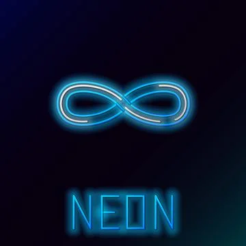 Glowing neon line Infinity icon isolated on black background. Colorful outline Stock Illustration