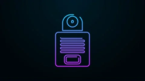 Glowing neon line Intercom icon isolated on black background. 4K Video motion Stock Footage 156030431
