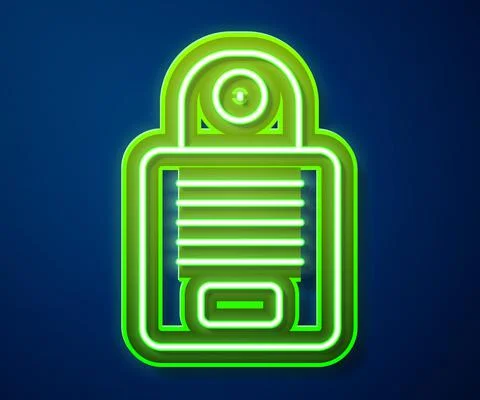 Glowing neon line Intercom icon isolated on blue background. Vector Illustrazione stock