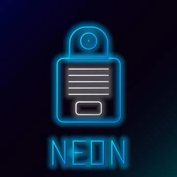 Glowing neon line Intercom icon isolated on black background. Colorful outline Illustrazione stock