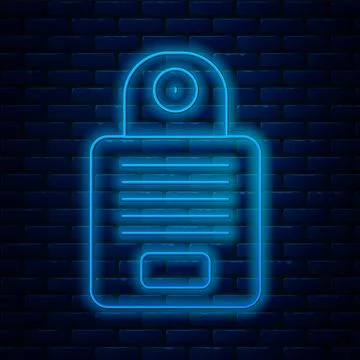 Glowing neon line Intercom icon isolated on brick wall background.  Vector Illustrazione stock