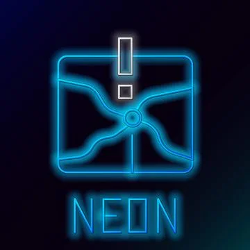 Glowing neon line Intersection point icon isolated on black background. Col.. Stock Illustration