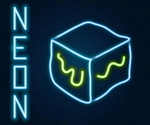 Glowing neon line Isometric cube icon isolated on black background. Geometric Stockillustratie