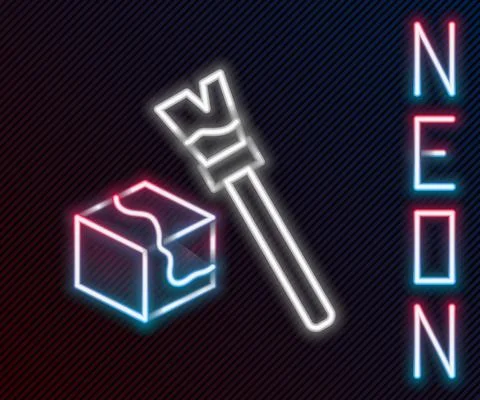 Glowing neon line Isometric cube icon isolated on black background. Geometric Stockillustratie