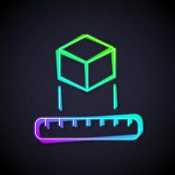 Glowing neon line Isometric cube icon isolated on black background. Geometric Stockillustratie