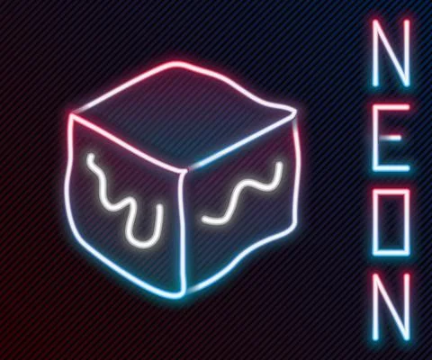 Glowing neon line Isometric cube icon isolated on black background. Geometric イラスト素材