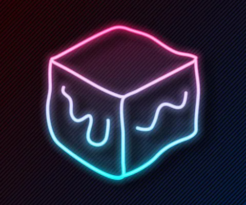 Glowing neon line Isometric cube icon isolated on black background. Geometric Stockillustratie