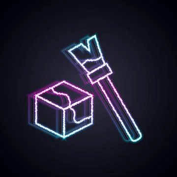 Glowing neon line Isometric cube icon isolated on black background. Geometric Stockillustratie