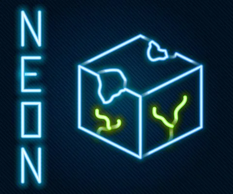 Glowing neon line Isometric cube icon isolated on black background. Geometric Stock Illustration