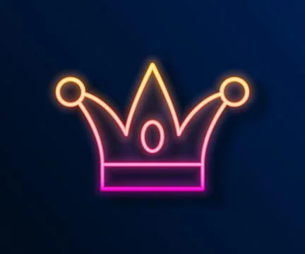 Glowing neon line Jester hat with bells isolated on black background. Clown.. Stock Illustration