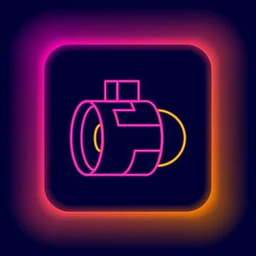 Glowing neon line Jet engine turbine icon isolated on black background. Plane Stock Illustration
