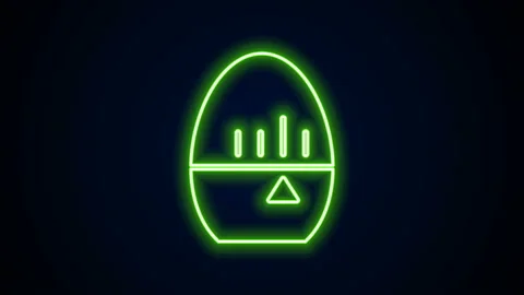 Glowing neon line Kitchen timer icon isolated on black background. Egg timer Stock Footage 144415218