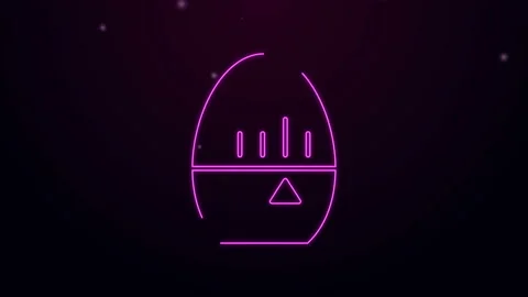 Glowing neon line Kitchen timer icon isolated on black background. Egg timer Stock Footage 144452448