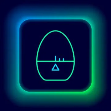 Glowing neon line Kitchen timer icon isolated on black background. Egg timer Stock Illustration