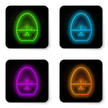 Glowing neon line Kitchen timer icon isolated on white background. Egg timer Stock Illustration