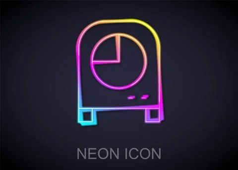Glowing neon line Kitchen timer icon isolated on black background. Cooking Stock Illustration