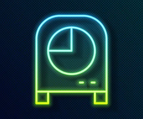 Glowing neon line Kitchen timer icon isolated on black background. Cooking Stock Illustration