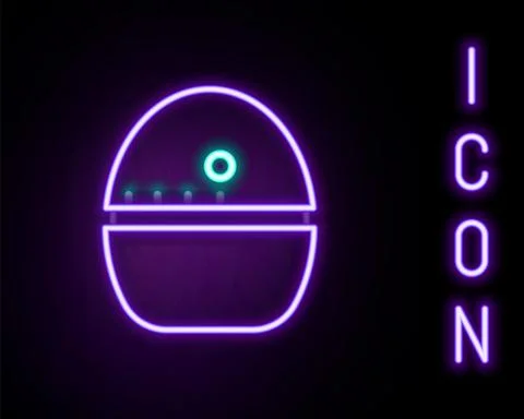 Glowing neon line Kitchen timer icon isolated on black background. Egg timer Stock Illustration