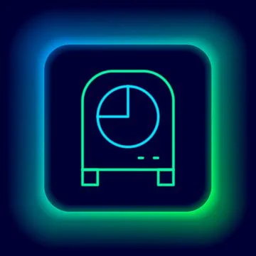 Glowing neon line Kitchen timer icon isolated on black background. Cooking Stock Illustration
