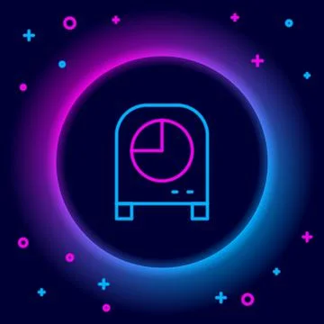 Glowing neon line Kitchen timer icon isolated on black background. Cooking 库存插图