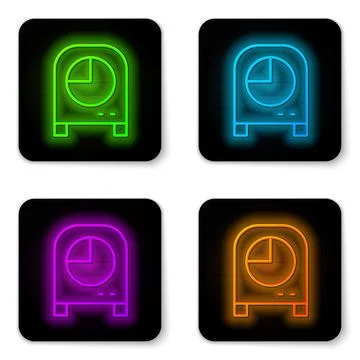 Glowing neon line Kitchen timer icon isolated on white background. Cooking Stock Illustration