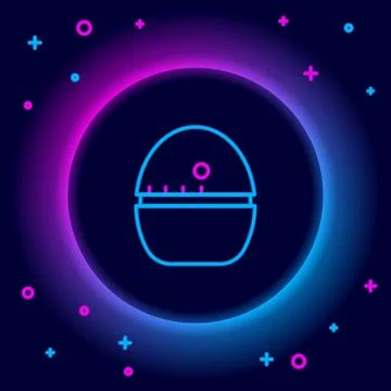 Glowing neon line Kitchen timer icon isolated on black background. Egg timer Stock Illustration