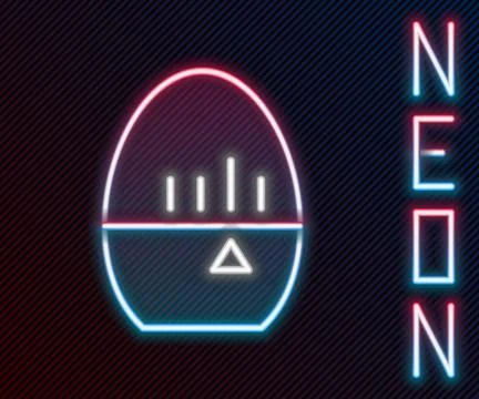 Glowing neon line Kitchen timer icon isolated on black background. Egg timer Stock Illustration